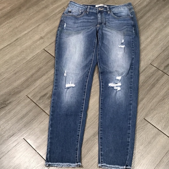 KanCan Fray Hem Medium Wash Distressed Mid-Rise Jeans size 29 - Picture 5 of 10